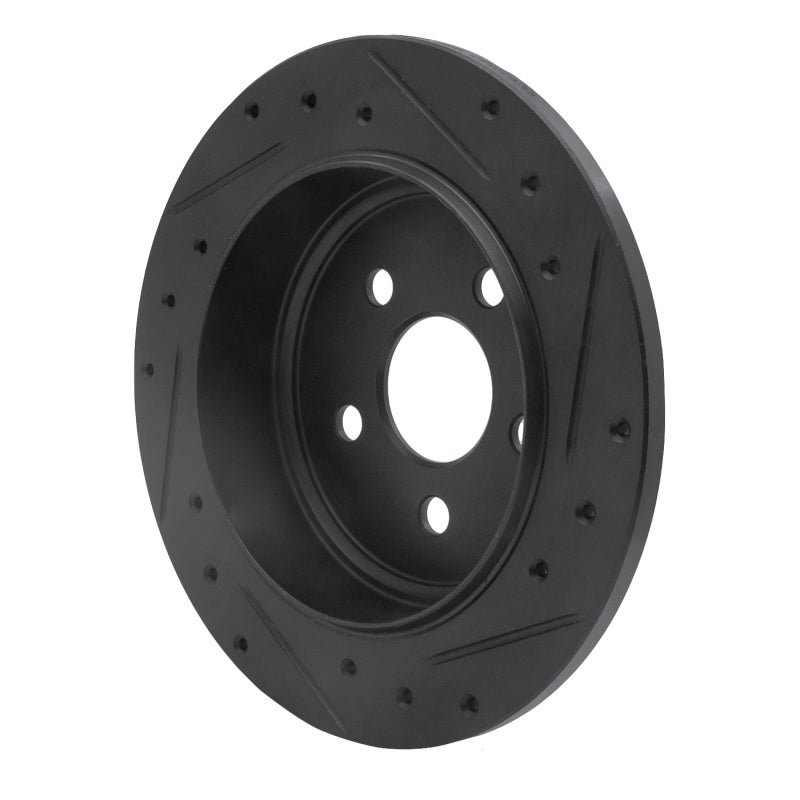 R1 Concepts R1 03-10 Chrysler PT Cruiser Rear Left Drilled & Slotted Black Brake Rotor