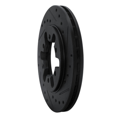R1 Concepts R1 82-85 Nissan 720 Datsun Front Right Drilled & Slotted Black Brake Rotor
