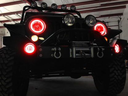 ORACLE Lighting Oracle 07-17 Jeep Wrangler Surface Mount LED Headlight Halo Kit - Red