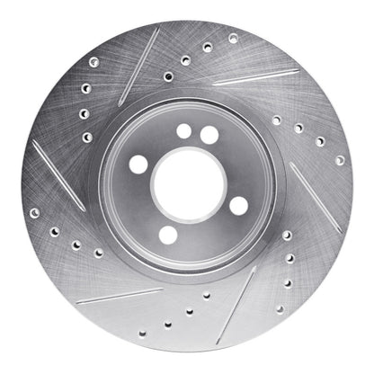 R1 Concepts R1 07-15 Mini Cooper (Excl Clubman) Front Right Drilled & Slotted Silver Brake Rotor