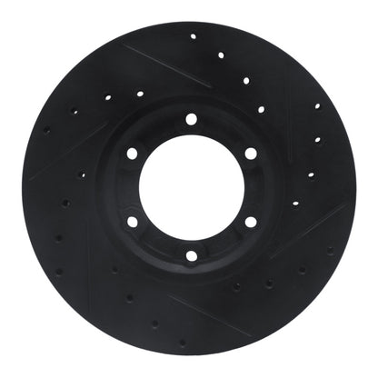 R1 Concepts R1 87-88 Toyota Pickup Front Left Drilled & Slotted Black Brake Rotor