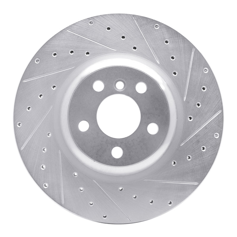 R1 Concepts R1 16-25 BMW 330e xDrive Rear Right Drilled & Slotted Silver Brake Rotor