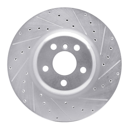 R1 Concepts R1 16-25 BMW 330e xDrive Rear Right Drilled & Slotted Silver Brake Rotor
