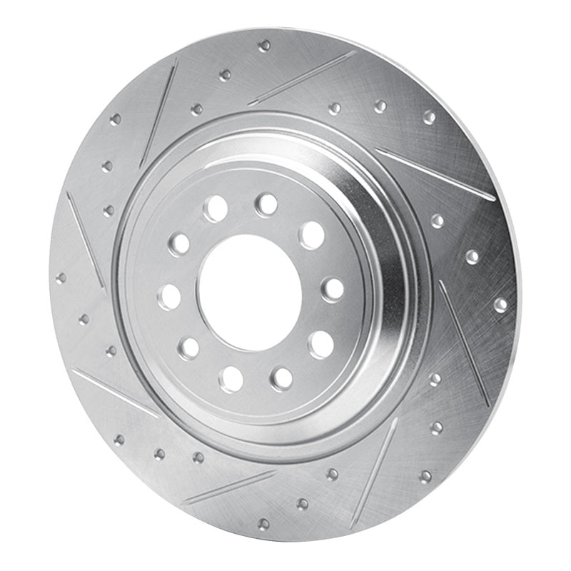 R1 Concepts R1 14-23 Jeep Cherokee Rear Left Drilled & Slotted Silver Brake Rotor