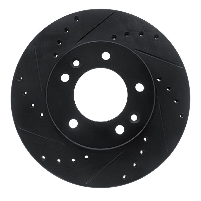 R1 Concepts R1 86-91 Mazda RX-7 Front Left Drilled & Slotted Black Brake Rotor