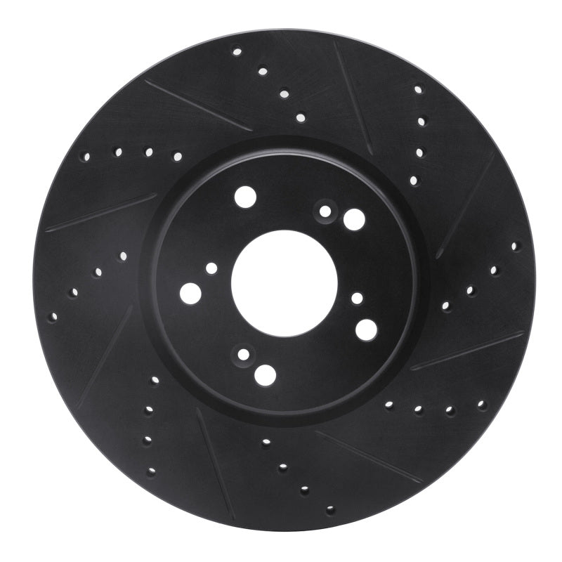 R1 Concepts R1 04-08 Acura TL Front Right Drilled & Slotted Black Brake Rotor
