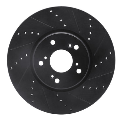 R1 Concepts R1 04-08 Acura TL Front Right Drilled & Slotted Black Brake Rotor