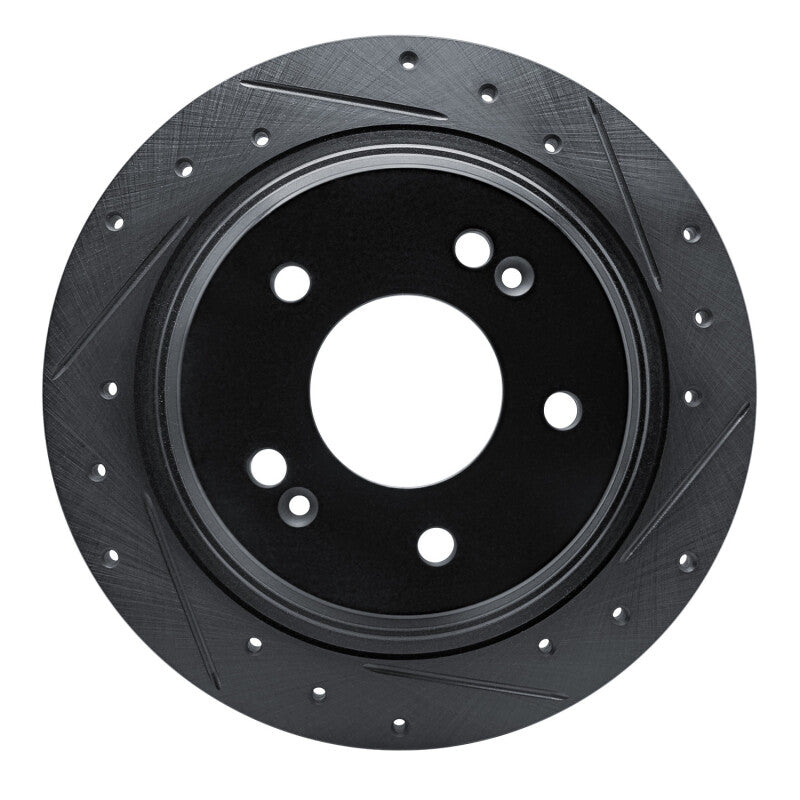 R1 Concepts R1 18-25 Hyundai Kona Rear Right Drilled & Slotted Black Brake Rotor