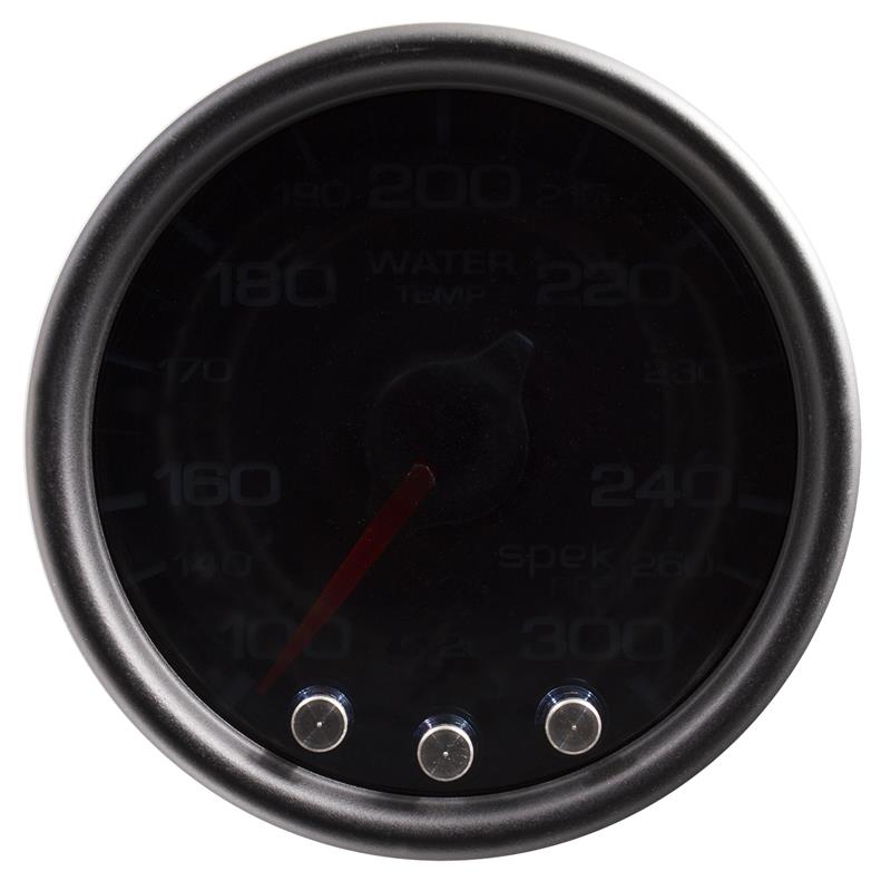 Autometer Spek-Pro Gauge Water Temp 2 1/16in 300f Stepper Motor W/Peak & Warn Blk/Smoke/Blk