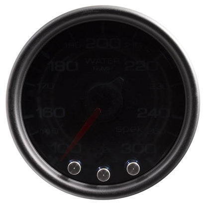 Autometer Spek-Pro Gauge Water Temp 2 1/16in 300f Stepper Motor W/Peak & Warn Blk/Smoke/Blk
