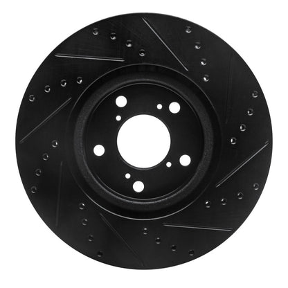R1 Concepts R1 09-14 Acura TL Front Left Drilled & Slotted Black Brake Rotor