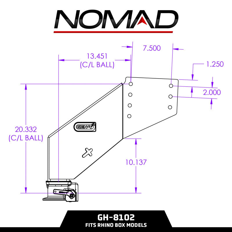 GEN-Y Hitch Gen-Y Nomad Static 5th Wheel to Gooseneck - 6.5K TW 30K Tow - Texture Black (Rhino Frames)