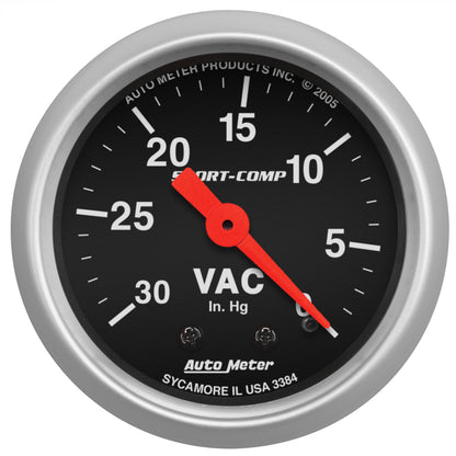 Autometer Sport-Comp 2-1/16in. 30 IN HG Mechanical Vacuum Gauge