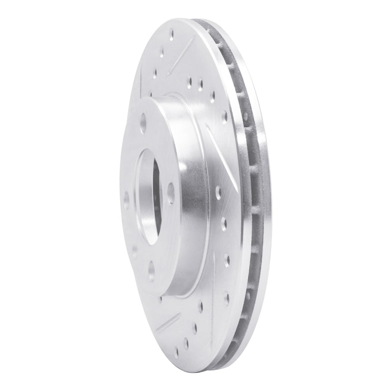 R1 Concepts R1 80-08 Audi 4000 Front Left Drilled & Slotted Silver Brake Rotor