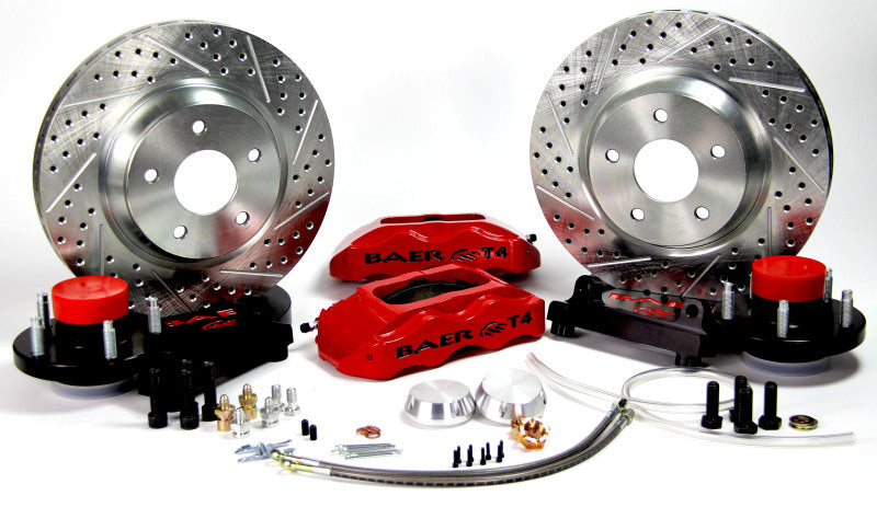 Baer Brakes Wilwood Mustang II Pro Spindles STD Studs 13in Track4 Front SDZ Brake Kit - Red