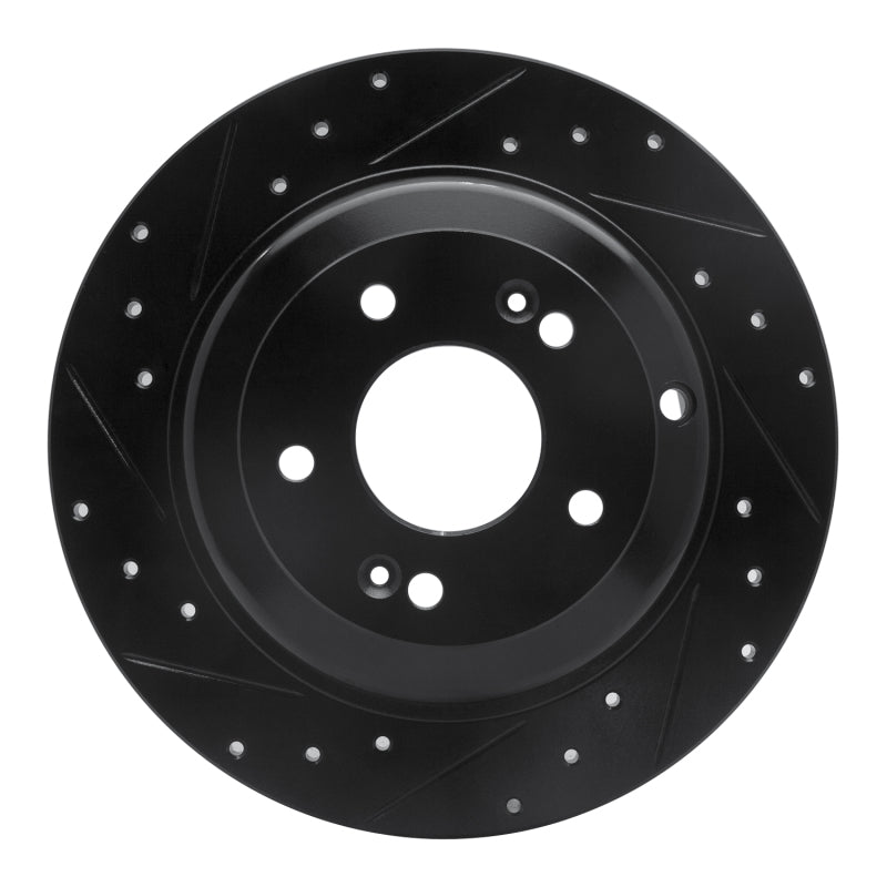 R1 Concepts R1 10-16 Hyundai Genesis Coupe Rear Left Drilled & Slotted Black Brake Rotor
