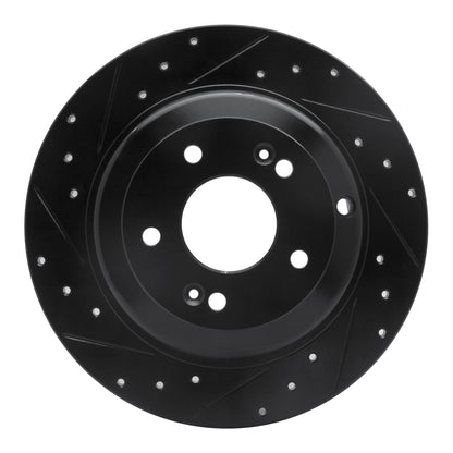 R1 Concepts R1 10-16 Hyundai Genesis Coupe Rear Left Drilled & Slotted Black Brake Rotor