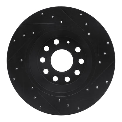 R1 Concepts R1 16-25 Audi TT Quattro Rear Left Drilled & Slotted Black Brake Rotor