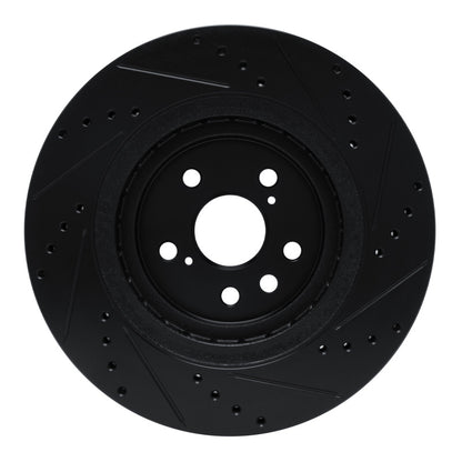 R1 Concepts R1 20-25 Lexus RX350h Front Left Drilled & Slotted Black Brake Rotor