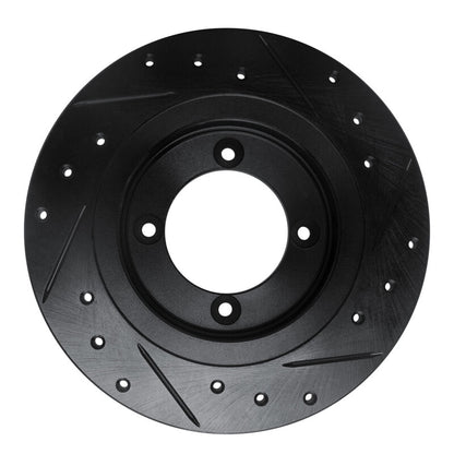 R1 Concepts R1 82-86 Nissan SENTRA Front Left Drilled & Slotted Black Brake Rotor