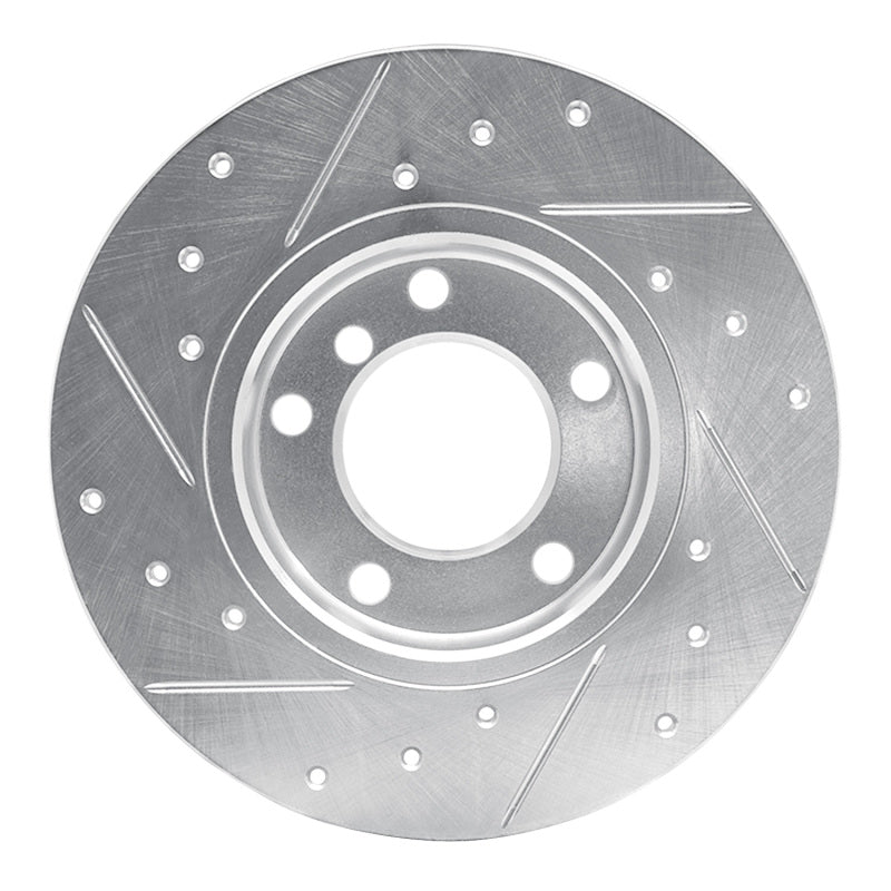 R1 Concepts R1 95-98 BMW 318TI Front Right Drilled & Slotted Silver Brake Rotor