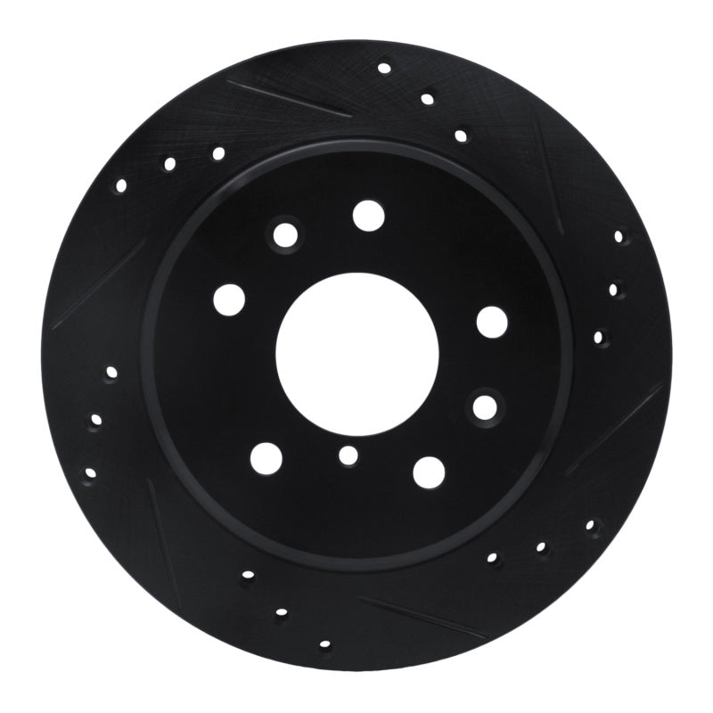 R1 Concepts R1 86-91 Mazda RX-7 Rear Right Drilled & Slotted Black Brake Rotor
