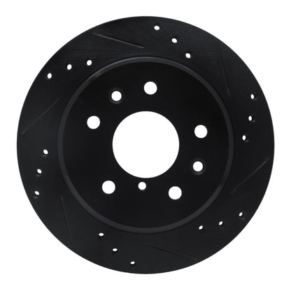 R1 Concepts R1 86-91 Mazda RX-7 Rear Right Drilled & Slotted Black Brake Rotor