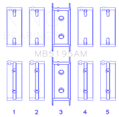 King Engine Bearings Mitsubishi G25B/4G54/4G53 (Size +0.75mm) Main Bearing Set