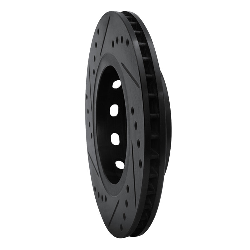 R1 Concepts R1 00-02 Audi S4 Rear Right Drilled & Slotted Black Brake Rotor