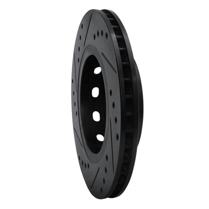 R1 Concepts R1 00-02 Audi S4 Rear Right Drilled & Slotted Black Brake Rotor