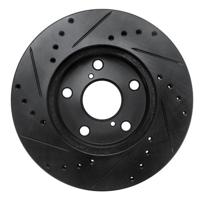 R1 Concepts R1 92-98 Lexus SC300 Front Right Drilled & Slotted Black Brake Rotor