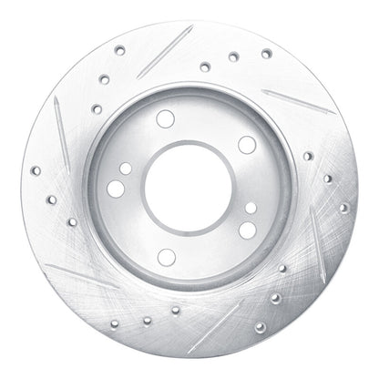 R1 Concepts R1 94-96 Nissan 240SX Front Right Drilled & Slotted Silver Brake Rotor