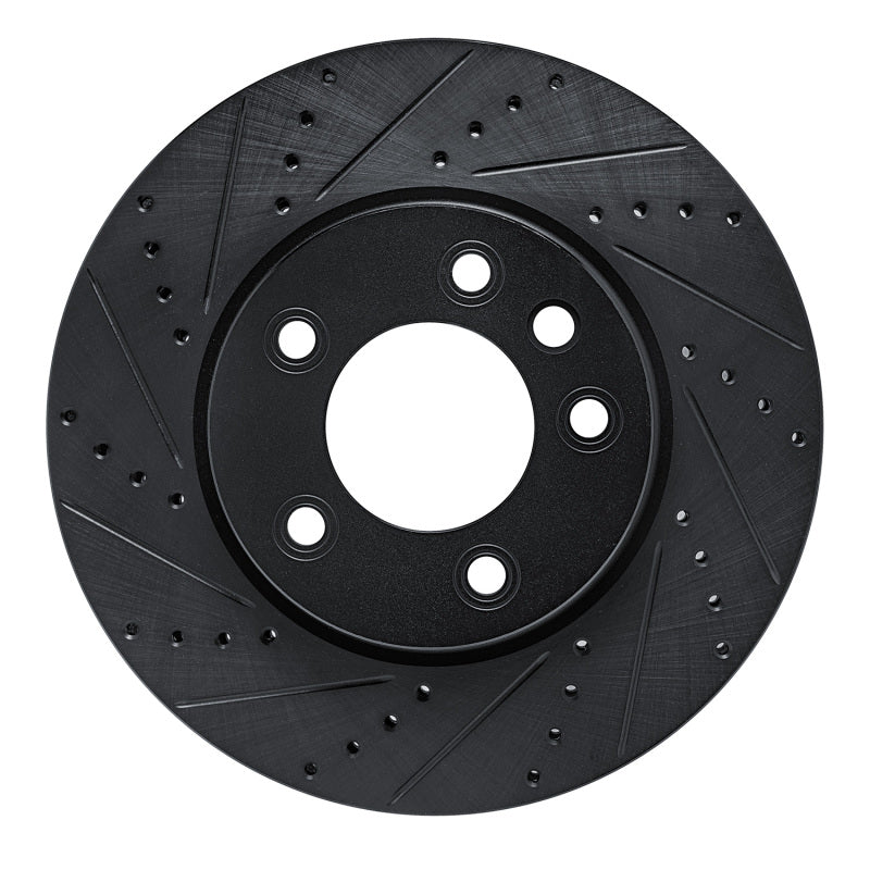 R1 Concepts R1 03-18 Porsche Cayenne Left Front Drilled & Slotted Black Brake Rotor