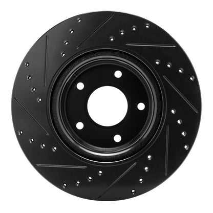 R1 Concepts R1 05-06 Pontiac GTO Front Right Drilled & Slotted Black Brake Rotor