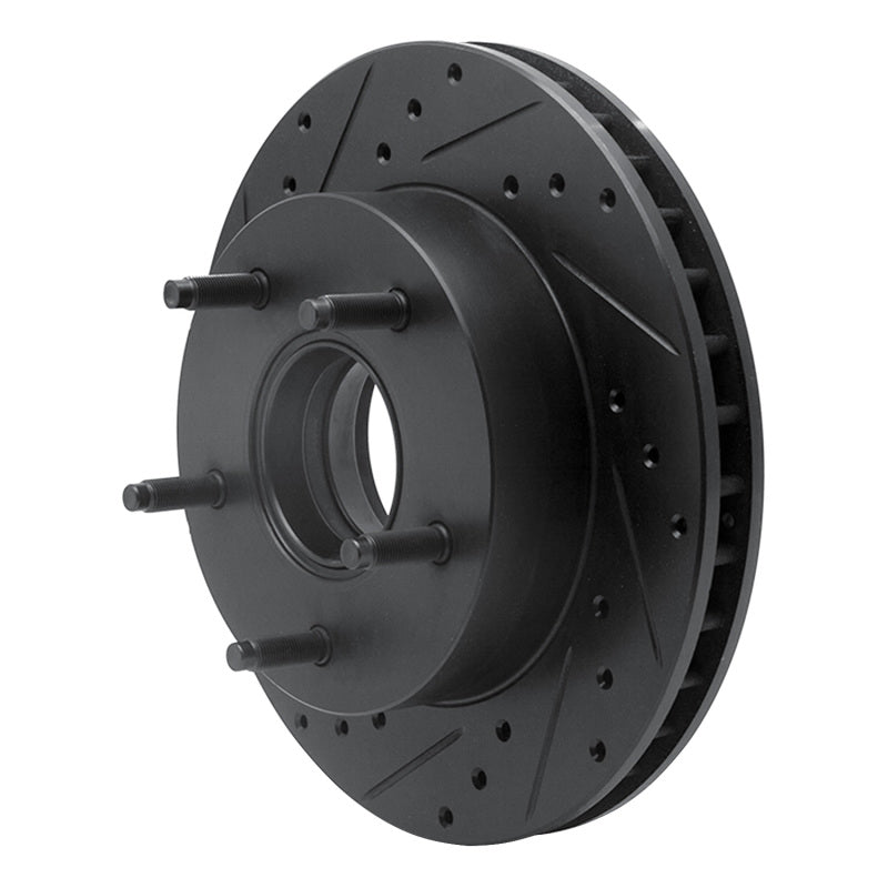 R1 Concepts R1 86-88 Ford Bronco Front Left Drilled & Slotted Black Brake Rotor