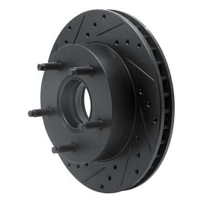 R1 Concepts R1 86-88 Ford Bronco Front Left Drilled & Slotted Black Brake Rotor