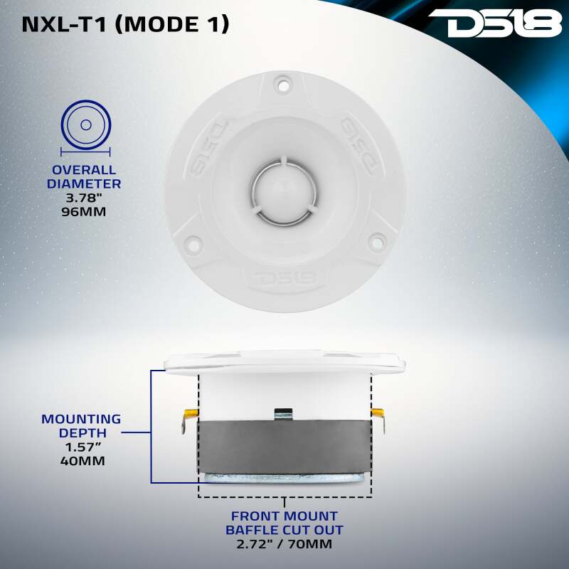 DS18 3.8in 120 Watts RMS 4 ohm 1in Aluminum Vc Super Bullet Tweeter