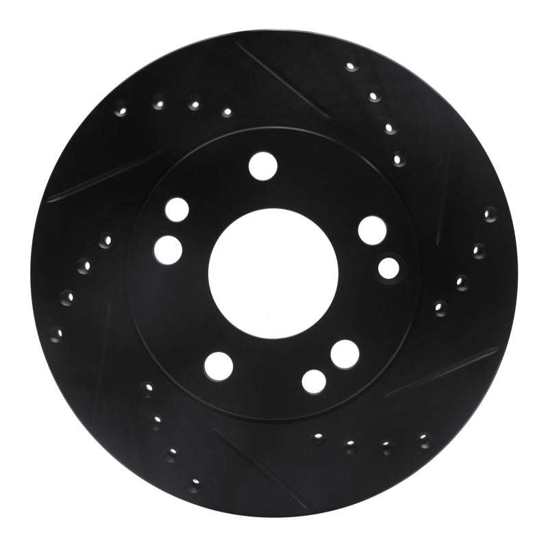 R1 Concepts R1 87-93 Mercedes-Benz 190D Front Right Drilled & Slotted Black Brake Rotor
