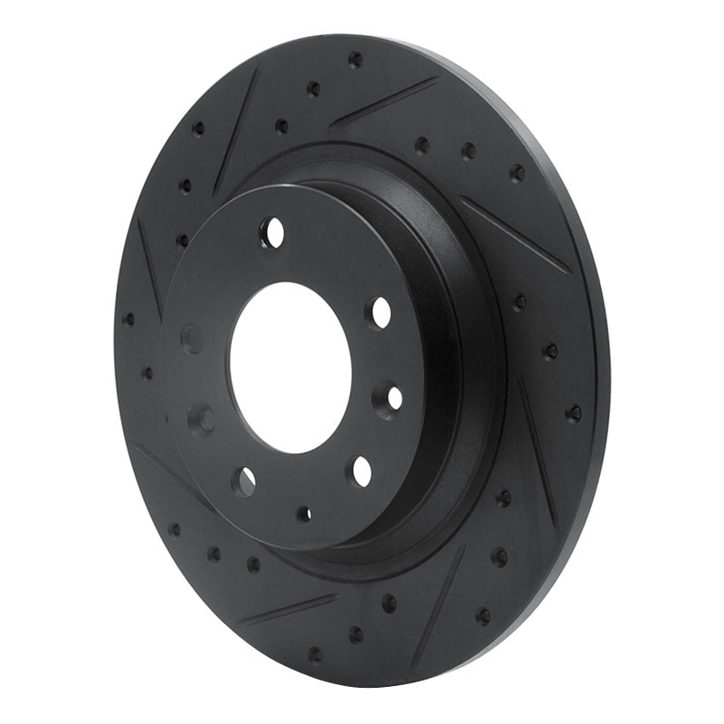 R1 Concepts R1 98-15 Ford Fusion Rear Left Drilled & Slotted Black Brake Rotor