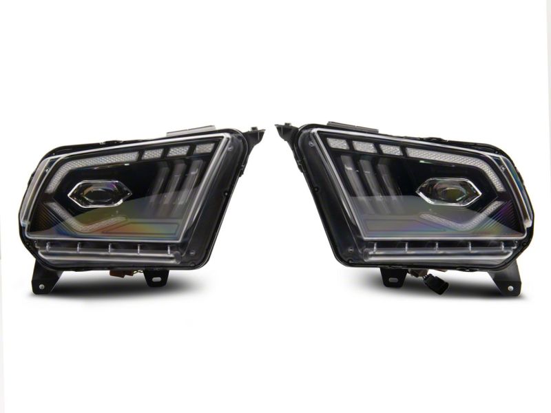 Raxiom 10-12 Ford Mustang w/ Factory Halogen LED Projector Headlights- Black Housing (Clear Lens)