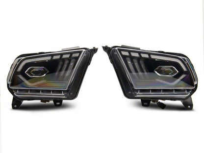 Raxiom 10-12 Ford Mustang w/ Factory Halogen LED Projector Headlights- Black Housing (Clear Lens)