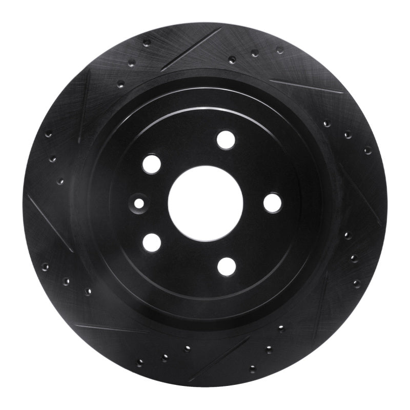 R1 Concepts R1 08-14 Cadillac CTS Rear Left Drilled & Slotted Black Brake Rotor