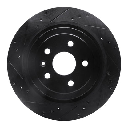 R1 Concepts R1 08-14 Cadillac CTS Rear Left Drilled & Slotted Black Brake Rotor
