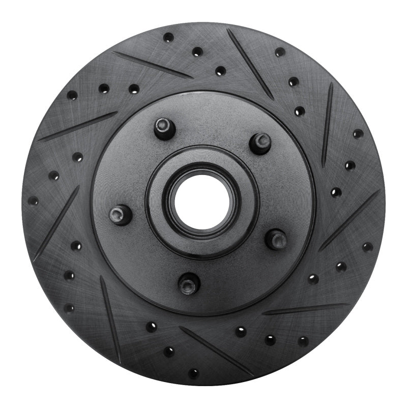 R1 Concepts R1 80-83 Ford F-100 Front Right Drilled & Slotted Black Brake Rotor
