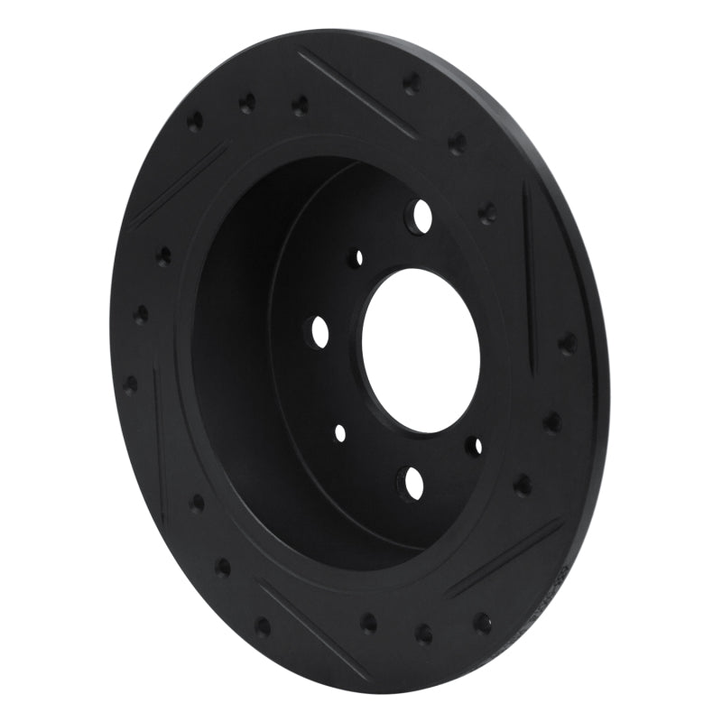 R1 Concepts R1 88-01 Acura Integra Rear Left Drilled & Slotted Black Brake Rotor