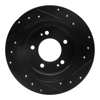 R1 Concepts R1 13-25 Hyundai Kona Rear Left Drilled & Slotted Black Brake Rotor