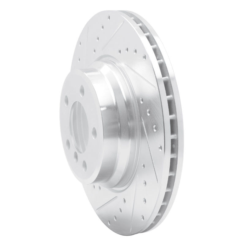 R1 Concepts R1 02-08 BMW 745LI Front Left Drilled & Slotted Silver Brake Rotor