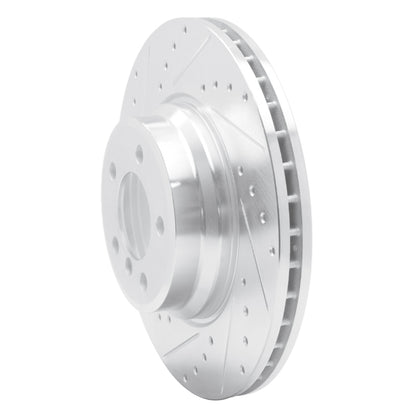 R1 Concepts R1 02-08 BMW 745LI Front Left Drilled & Slotted Silver Brake Rotor