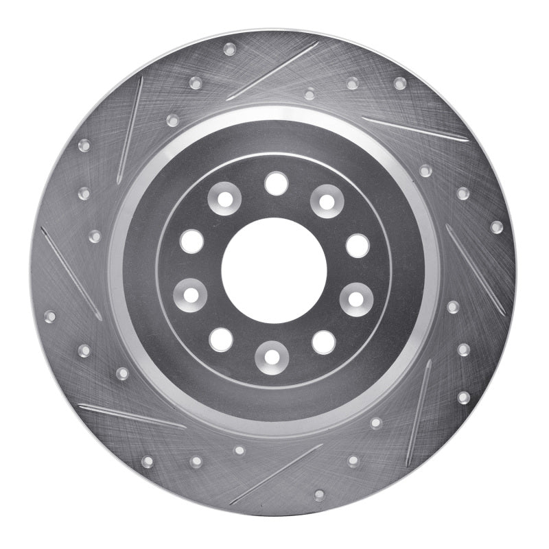 R1 Concepts R1 05-19 Ford Explorer Rear Left Drilled & Slotted Silver Brake Rotor