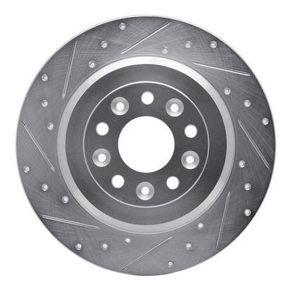 R1 Concepts R1 05-19 Ford Explorer Rear Left Drilled & Slotted Silver Brake Rotor